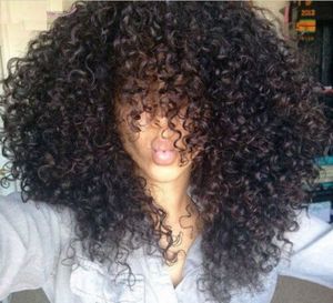 Diva 200% Density Afro Kinky Curly Lace Front Wig With Bangs Glueless Mongolian Human Hair 360 lace frontal wig pre plucked