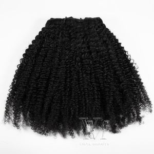 Brazilian Natural Black 4A 4B 8 till 20 tum 120G Obehandlad Cuticle Inriktad Kinky Curly Remy Virgin Human Hair Clip In