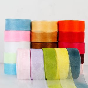 Satin Ribbon Roll Gift Wrapping Belt Transparent Color DIY Butterfly Cake Package Lace Birthday Christmas Party Wedding Gift Decoration