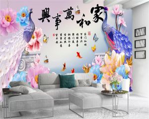 3D wallpaper sala de estar delicado flores bela pavão feitos sob encomenda HD premium interior decoração interior decoração papel de parede