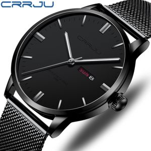 Zegarki dla mężczyzn CRRJU Business Casual Watch Wodoodporne kwarcowe Zegarek Wojskowy Kalendarz Wyświetlacz Zegarek Zegar Relogio Masculino