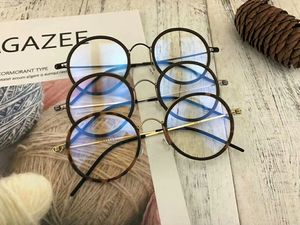 AAA+handgjorda retro-vintage runda glasögon Pure-Titanium Frame 47-22-145ultra-Light High-recept Glas