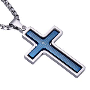 Men's Necklace Christ jesus cross pendant Titanium steel Boutique Men's Spinner Cross Pendant Necklace for Men 4 Colors