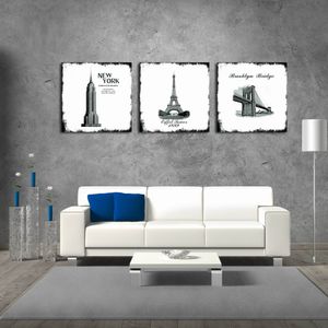 W132 Buildings Unframed Art Wall Canvas Prints for Home Decorations 3 PCS