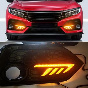 1 coppia luce di marcia diurna LED DRL fendinebbia luci di guida giallo indicatore di direzione per Honda CIVIC hatchback 2016 2017 2018 2019 2020