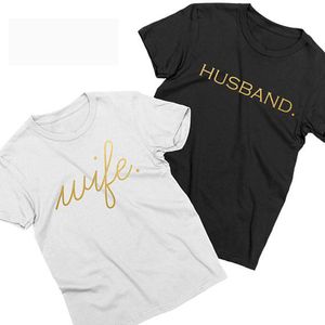남편과 아내 매칭 티셔츠 그냥 결혼 신혼 부부 커플 티셔츠 남여 티셔츠 패션 코튼 탑 티 여름 패션 Y19072601