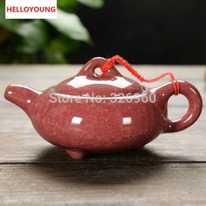 Farklı Renkler El Yapımı Çin Geleneksel Crackle Sır Demlik Seramik Çay Servisi Çömlek Kettle Chinaware Tercih Edilen