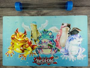 YuGiOh Frog Custom Playmat TCG CCG Master Rule 4 Link Zones Mat Free Best Tube
