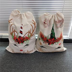 Natal grande bolsa de presente de doces de lona para crianças sacos Papai Noel Vermelho Verde cor cordão sacos 08