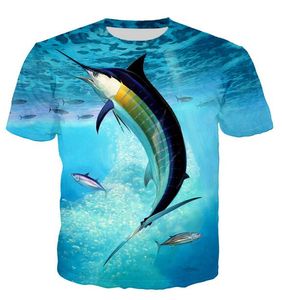 Najnowszy Moda Mężczyzna / Womans Blue Sword Fish Summer Style Tees 3D Print Casual T-shirt Topy Plus Size BB086