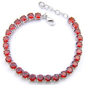 Nova Marca 925 Esterlina Prata Cor Tênis Redondo Pulseira Garnet Grande Gemstone Sul-americana Pulseira para Mulheres Presente de Férias Frete Grátis B11