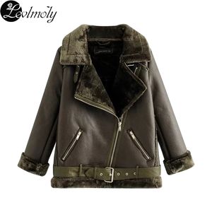 Levlmoly 2017 Frauen Leder-Fell Winter Mantel Faux Leder Jacke Veste Cuir Femme Jaqueta de Couro TB205