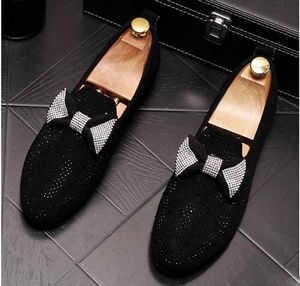 Handmade Black Rhinestone embroidery Men's Suede Loafers Wedding Party Men Shoes Luxury Gold Noble Elegant Dress Shoes for Men