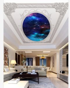 Gravado estilo europeu bela estrela do céu teto mural de teto de parede Murais Sala Quarto Teto Mural Decor