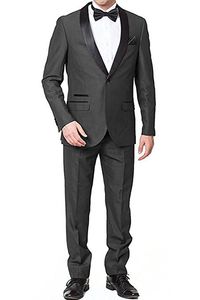 Tani i Fine Szal Lapel Groomsmen One Button Groom Tuxedos Men Garnitury Ślub / Prom / Dinner Best Man Blazer (Kurtka + Spodnie + Krawat) G07