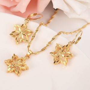 Dubai India Ethiopian Set Jewelry Necklace pendant Earring jewelry Habesha Girl Gold flower African Bridal Sets best gift women