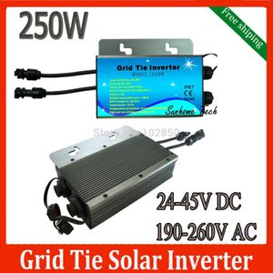 Freeshipping Solar PV på galleromriktare DC24-45 V till AC230V 250W Solar Grid Tie Micro Inverter, Vattentät IP67