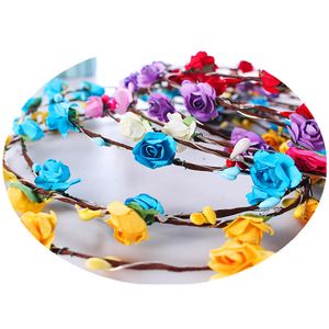 Blinkende LED -Saiten Glühen Blumenkronen Stirnbänder leichte Party Rave Blumenhaar Girland