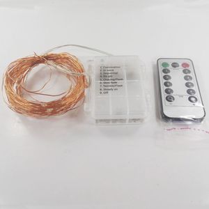 1 PC 10 M 100 LED Copper Wire Bajki Światła Dekoracyjne światła na świąteczne święto z pilotem z pilotem