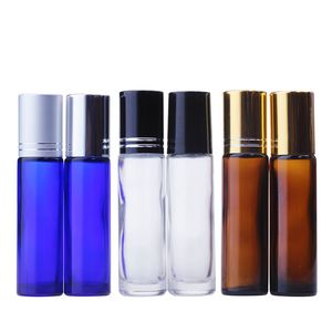 10 ml leere Roller-Glasflaschen [Edelstahlrolle] nachfüllbare Fläschchen zum Aufrollen für Aromatherapie, ätherisches Duftöl