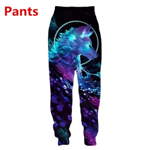 Hip Hop Sportwear Punk Casual Loose Men Cool Print Galaxy Space Wolf Pantaloni 3d