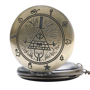 Vintage Eye of Providence Theme Bronze Quarz Pocket Watches All-Seeing Eye Masonic Necklace Chain Quartz Watch for Men Women238Z