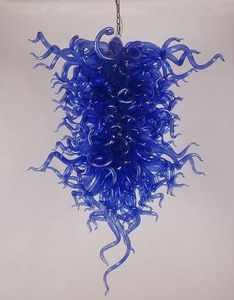 モダンなランプブルーガラスシャンデリアLED電球色のハンド吹き飛ばされたアート照明スタイルシャンデリア