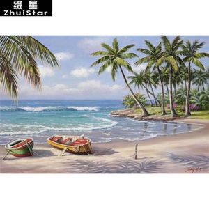 New 5D DIY Diamond Painting Beach sea coconut tree Scenic Embroidery Full Square Diamond Cross Stitch Rhinestone Mosaic Painting
