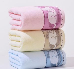 Asciugamano da bagno in puro cotone con motivo gattino ispessito 80 * 150 cm vendita al dettaglio all'ingrosso della fabbrica di panno di copertura assorbente morbido per bambini adulti