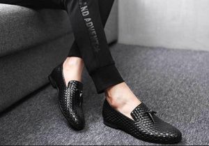 Hot Sale-office loafers men shoes formal mens dress shoes leather crocodile italian designer shoes weaving mens oxfords wedding