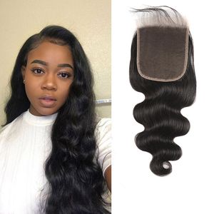 Indian Virgin Human Hair Raw spetsstängning Body Wave 6x6 Stängning med babyhår naturliga svarta produkter Ruyibeauty