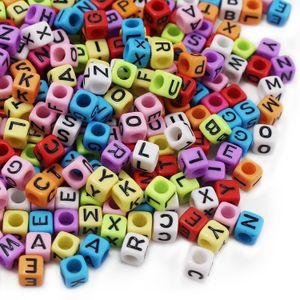 Wacrylic 6*6mm Cube color letter DIY beads Fit vsco friendship bracelets jewelry accessories loose beads