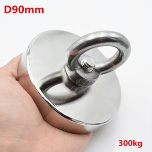 Freeshipping D90Mm Strong Powerful Round Neodymium Magnet Hook Salvage Fishing Magnet 300Kg Sea Equipment Holder Pulling Mounting Pot
