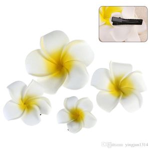 ハワイの花のヘアクリップブライダルバレット熱帯のビーチの結婚式プルメリア花女性パーティーヘアクリップヘアピンアクセサリー4ピース/ロット