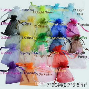 100 pz/borsa Selezione 24 Colori Confezione di gioielli Sacchetti di organza disegnabili Varie dimensioni Sacchetti regalo Sacchetti Sacchetti di imballaggio b727