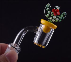 선인장 수화물 캡 유리 기억 만 100 % 석영 4mm 두꺼운 석영 폭행 네일 외경 20mm Domeless 45분의 90도 석영 네일