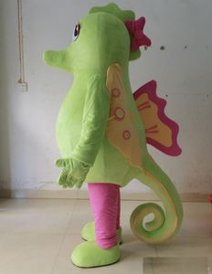 2018 Högkvalitativ Hot De Green Seahorse Mascot Kostymer för Vuxen Hippocampi Mascot Kostymdräkt