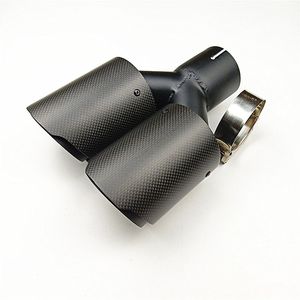 A piece Real Carbon fiber Rear Exhaust pipe Y Model Matte Black Dual Nozzles Muffler tip Length 240 MM