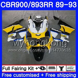 Bodys Para HONDA CBR 900RR 893RR CBR900RR 1989 1990 1991 1992 1993 253HM.50 CBR893 CBR900 RR CBR893RR amarelo fábrica 89 90 91 92 93 Carenagem