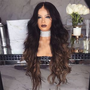 XY-C111 SHUOWEN Synthetic Wigs 26 inches Long Wave Ombre Simulation Human Hair Wig perruques de cheveux humains Fast Shipping