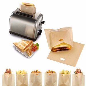 Mikrovågsugn Uppvärmning Brödrostväskor Bakeware Grillad Ostsmörgåsar Väska Återanvändbar Non-stick toasters Bröd Förpackning Kaka Toasts Tools BH3058 TQQ