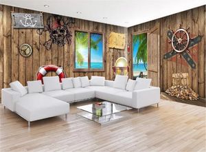 Retro Nostalgico Beach Chalet Coco Island Full House Sfondo Home Decor 3d Wallpaper