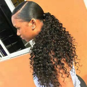 Drawstring Ponytails Extensions Монгольские волосы девственницы Afro Kinky Вьющиеся зажимы для наращивания человеческих волос Ponytail Remy Hair Pieces 140г