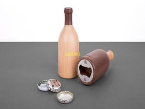 Kostenloser Versand Edelstahl Bieröffner Holz Küche Bar kreatives Geschenk