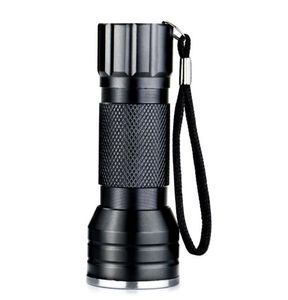 Przenośna latarka UV Wodoodporna aluminiowa Stopu Pochodnie Lampa Odkryty Piesze wycieczki Camping Mini Fioletowy Lampy Flash 21LED Fioletowe latarki