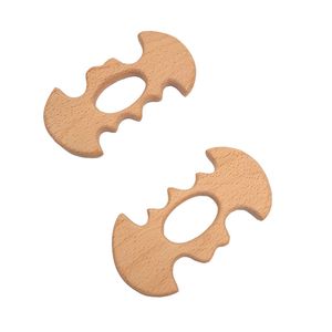 4pcs Food Grade Beech Wooden animal shape Batman Teether Teething Pendant Shower Toys DIY Gift baby shower bracelet