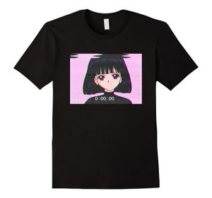 Moda-Sad Girl Retro Japonês Anime Vaporwave Camiseta