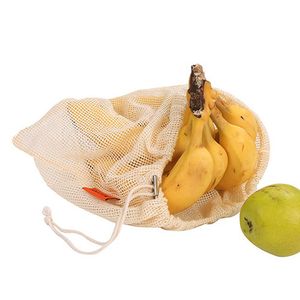 Återanvändbar bomull Mesh Förvaringspåsar för Kök Grönsaker Frukt Grocery Arrangör Eco-Friendly Tvättbar Shopping Bag