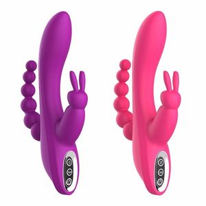 Coelho Vibrador G SPOT Dildo vibrador Sex Toys for Woman 12 velocidade de carregamento USB Anal Vibrador Clitóris Estimulador Vagina Massager Y200226