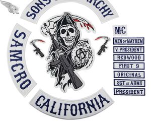 Original Embroidery Son Of Anarchy Patches Sewing Notions Full Back For Motorcycle Rider Biker Jacket Vest Iron on 14 pcs Patch MC1931 Brand